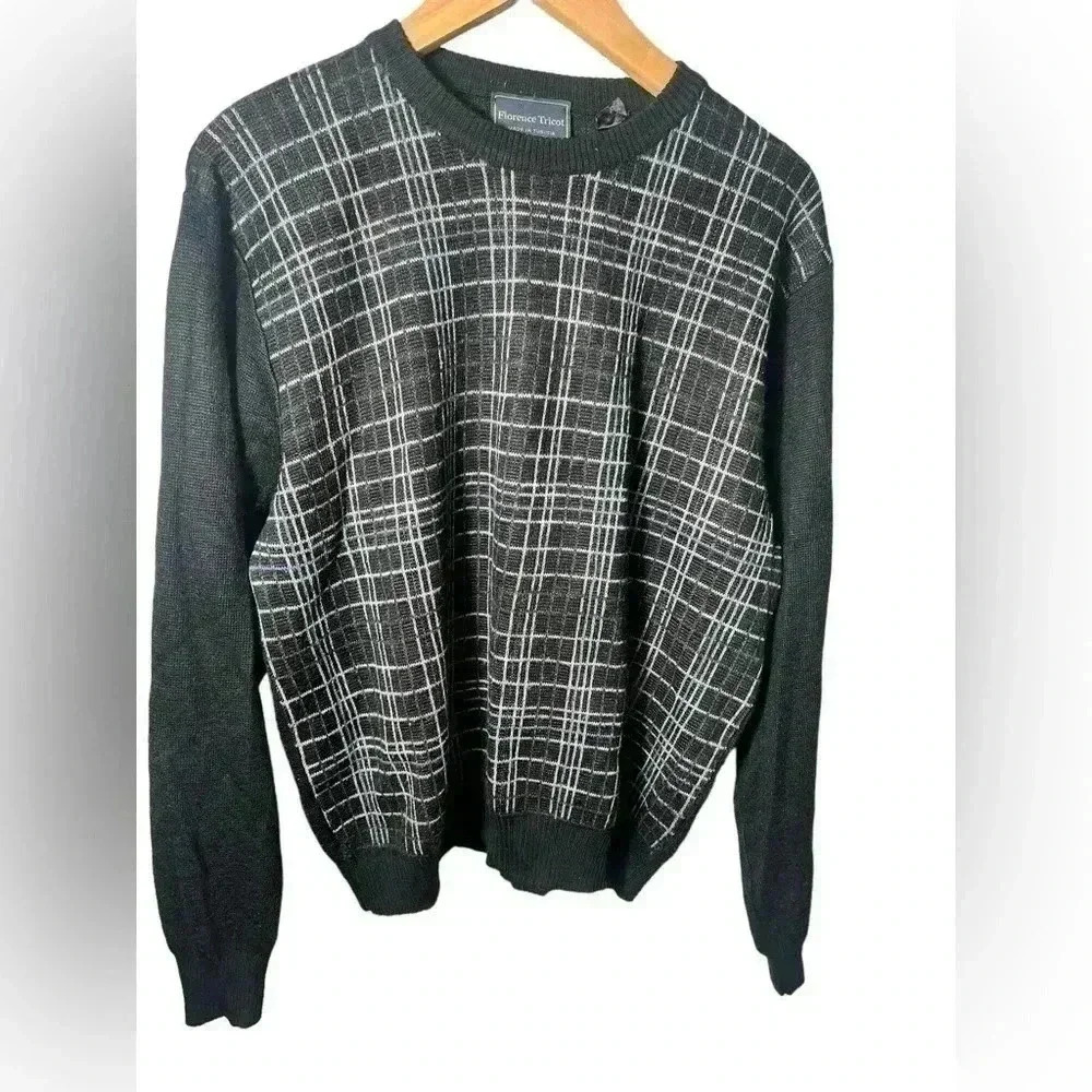 Florence Tricot | Vintage Men's Argyle Grandpa Sweater Wool Blend